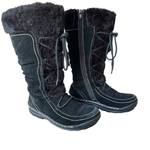BEAR TRAPS DORY BLACK SUEDE SHEARLING BOOT SIZE 6.5 - Picture 1 of 12